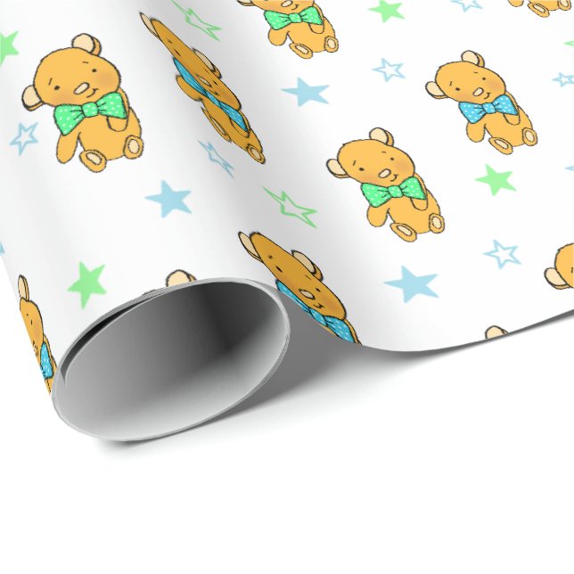 Sweet Teddy Bear Teddy Bear Baby Shower Wrapping Paper (Roll Corner)