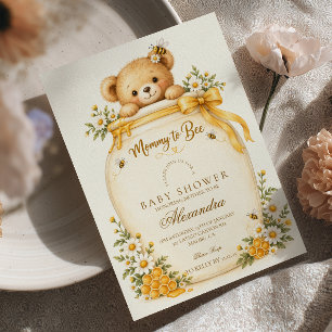Sweet Teddy Mommy to Bee Baby Shower Invitation