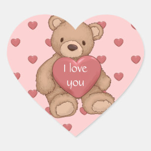 sweet teddybear heart sticker