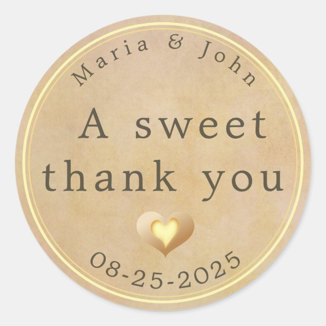 sweet thank you  classic round sticker (Front)