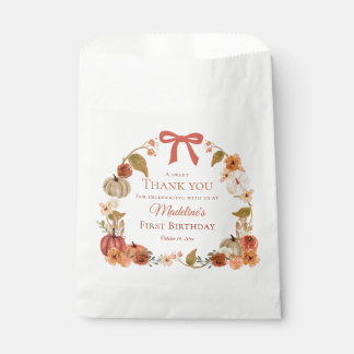 Sweet Thank You Fall Pumpkin Floral Wreath 1st Favour Bag