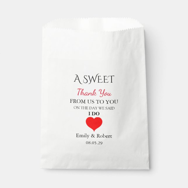 Sweet Thank You Wedding Favour Buffet Bag (Front)