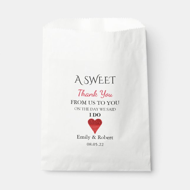 Sweet Thank You Wedding Favour Buffet Bag (Front)