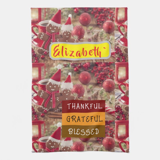 "Sweet & Thankful Holiday Vibes"Kitchen Towels (Vertical)