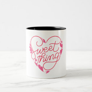 Sweet thing Red Pink Cute Lettering Valentine Two-Tone Coffee Mug