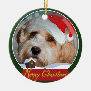 Sweet Tibetan Terrier Santa Collection Ceramic Ornament