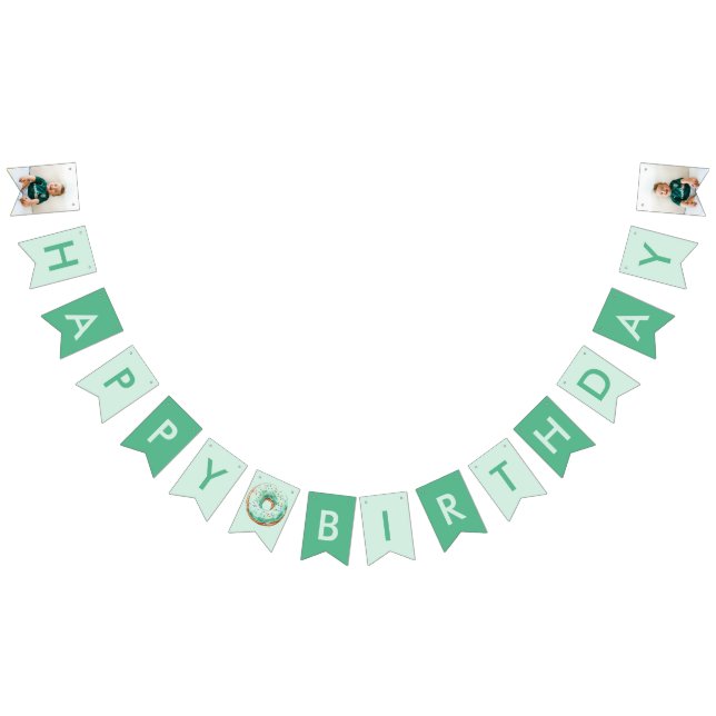Sweet Time Pastel Green Doughnut Birthday Bunting Flags (All)