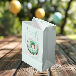 Sweet Time Pastel Green  Doughnut Birthday  Medium Gift Bag