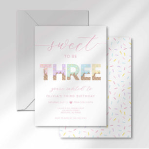 Sweet to be 3 Ice Cream Party Invitation