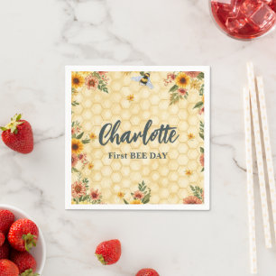 Sweet to bee Bumble Wildlfower Spring Birthday Par Napkin