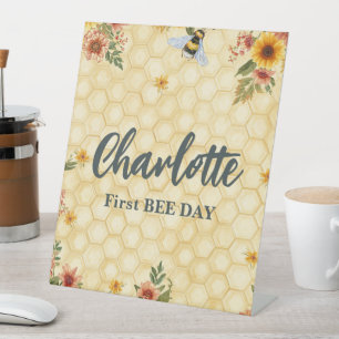Sweet to bee Bumble Wildlfower Spring Birthday Par Pedestal Sign