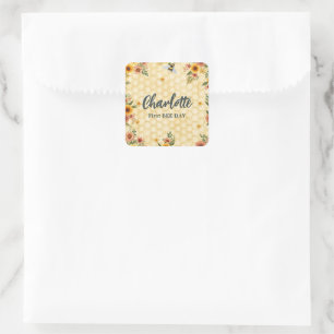 Sweet to bee Bumble Wildlfower Spring Birthday Par Square Sticker