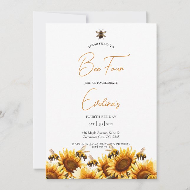 Sweet to Bee Elegant Invitation d'anniversaire (Devant)