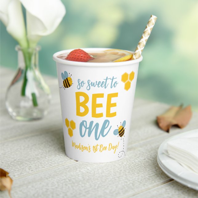 Sweet to Bee One 1st Bee Day Birthday Party Paper Cups (Insitu)