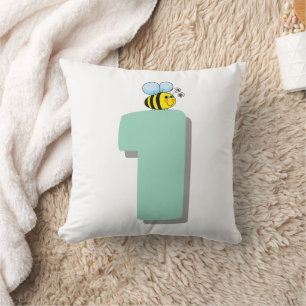 Sweet to Bee One 1st Birthday Cute Bumble Bee Throw Pillow