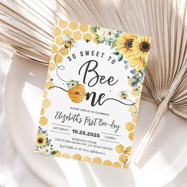 Sweet to Bee One 1st Birthday Invitation (Creator Uploaded)