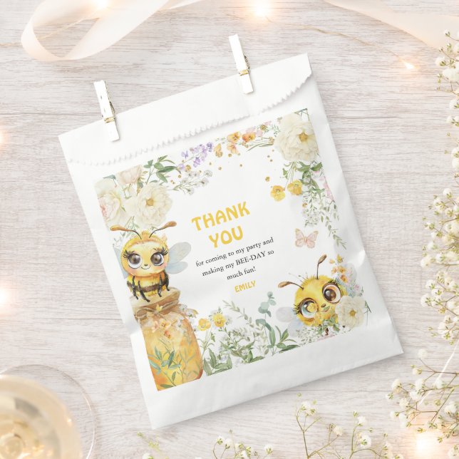 Sweet to Bee ONE' 1st Birthday Thank You  Favour Bag (Clipped)