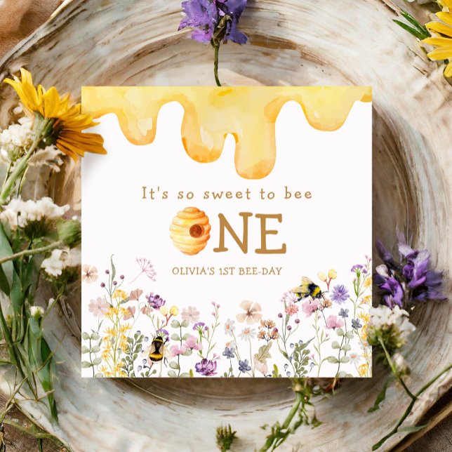 Sweet to Bee One Cute Honey Girl First Birthday Napkin (Creator Uploaded)