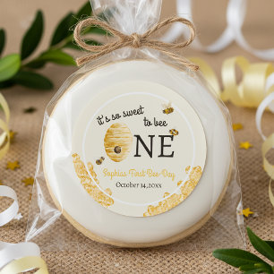Sweet To Bee One First Birthday Bees Honeycomb Classic Round Sticker