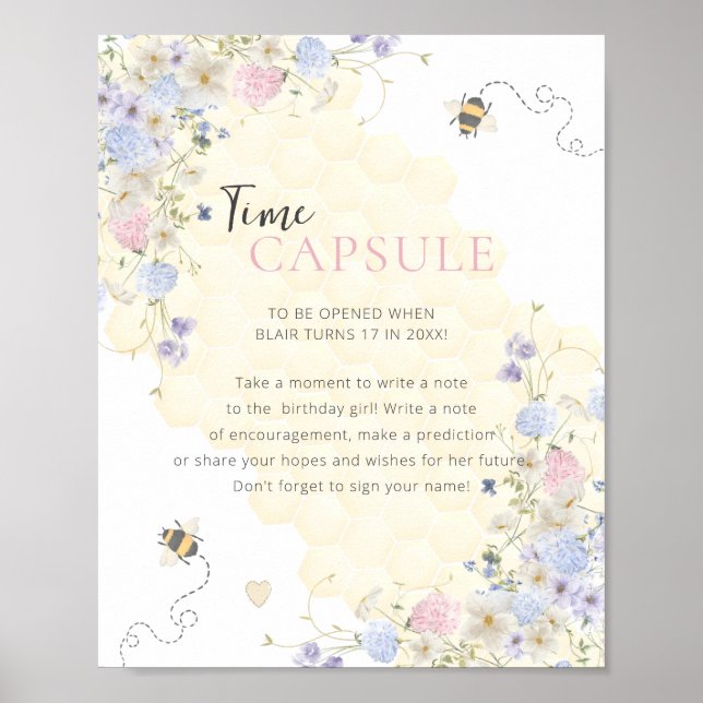 Sweet To Bee One First Birthday Time Capsule Poster (Front)