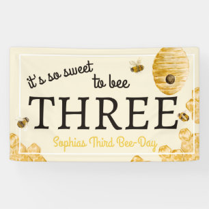 Sweet To Bee Three Third Birthday Bees Honeycomb Banner