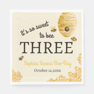 Sweet To Bee Three Third Birthday Bees Honeycomb Napkin