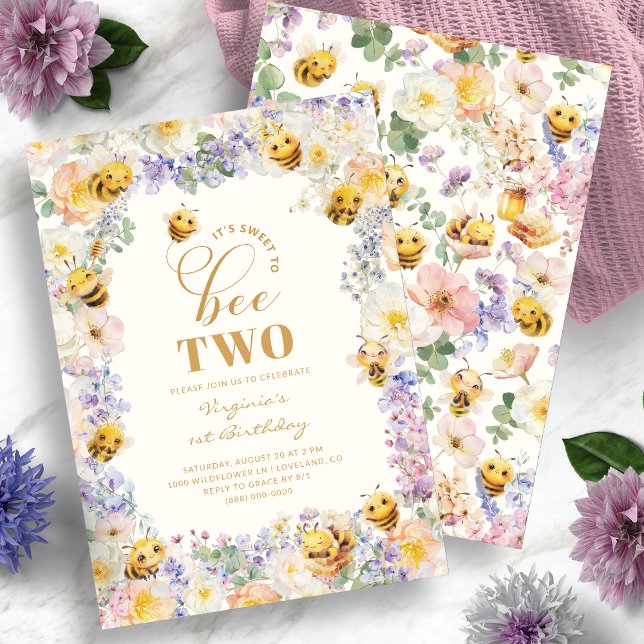 Sweet To Bee Two Birthday Invitation (Sweet To Bee Two Birthday Invitation
)