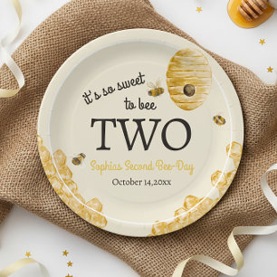 Sweet To Bee Two Second Birthday Bees Honeycomb Paper Plate