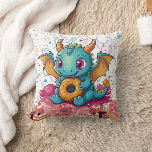 Sweet Tooth Dragon big print Throw Pillow