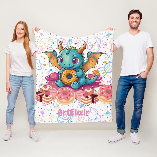 Sweet Tooth Dragon Pattern Fleece Blanket (In Situ)