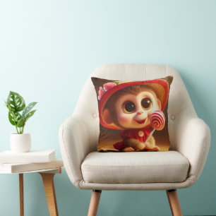 Sweet Tooth Monkey Throw Pillow