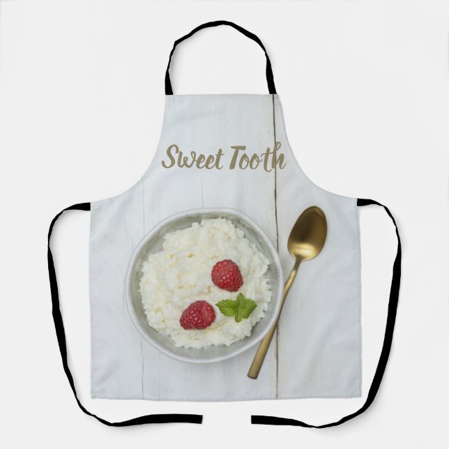 Sweet Tooth rice pudding with raspberries dessert Apron (Front)