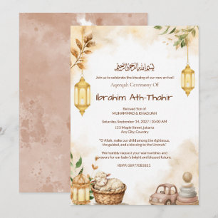 Sweet Toys Baby Boy Block Islamic Aqeeqah Lentern Invitation