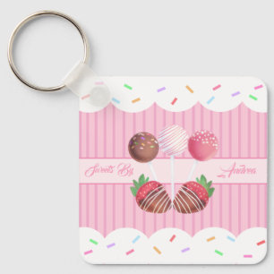 Sweet Treat Chocolate Strawberries And Cake Pops Keychain