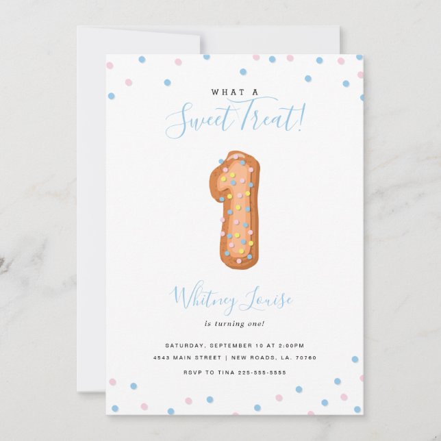 Sweet Treat First Birthday Invitation (Front)
