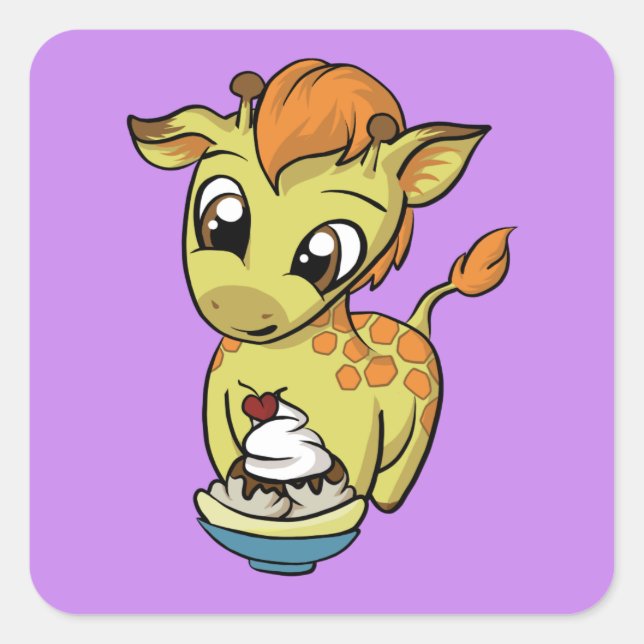 Sweet Treat! Giraffe Square Sticker (Front)