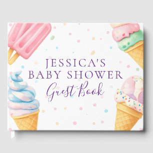 Sweet Treat Ice Cream Pastel Baby Shower Guest Boo Book