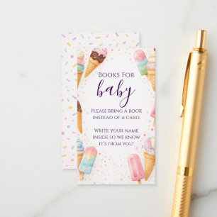 Sweet Treat Ice Cream Pastel Books for Baby Shower Enclosure Card