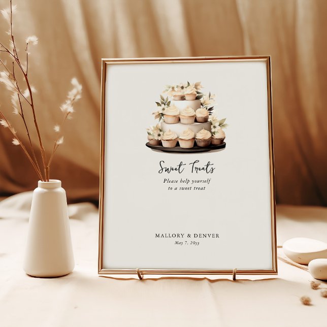 Sweet Treat Rustic Neutral Vintage Wedding Sign  (Sweet Treats Sign from Romantic Wedding signs collection by Darling & May)