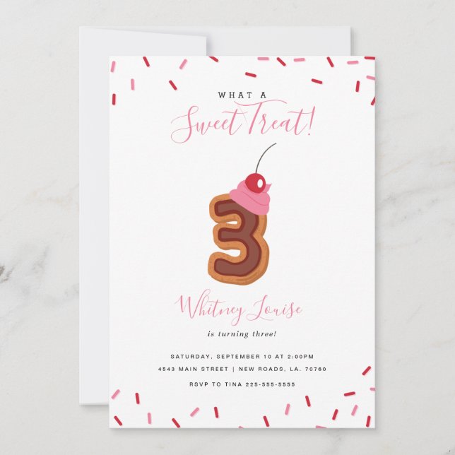 Sweet Treat Third Birthday Invitation (Front)