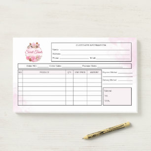 Sweet Treats Bakery Receipt Invoice Post-it Notes