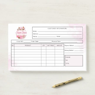 Sweet Treats Bakery Receipt Invoice Post-it Notes