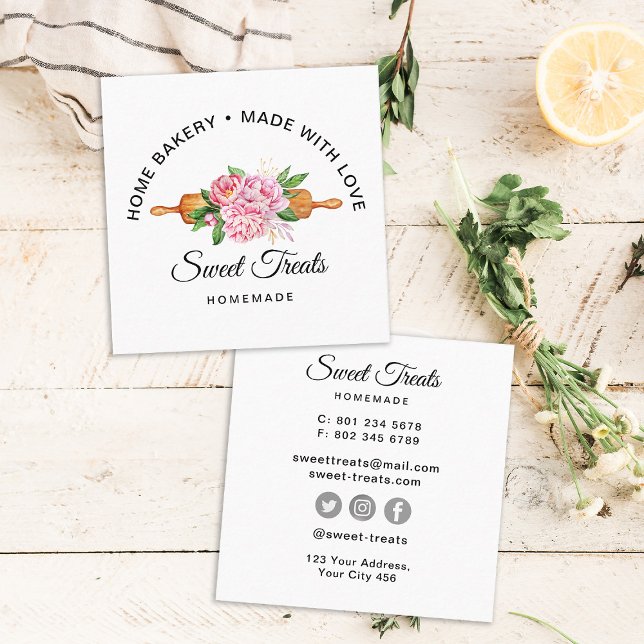 Sweet Treats Bakery Square Business Card (Creator Uploaded)