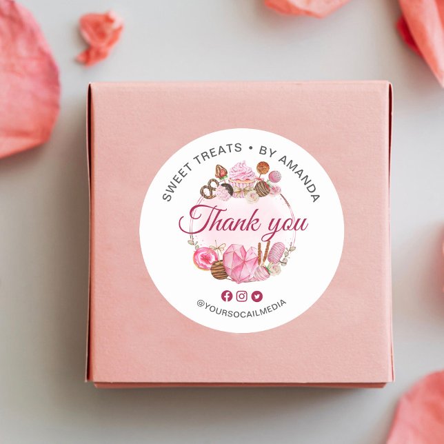 Sweet Treats Bakery Thank you Classic Round Sticker (Creator Uploaded)