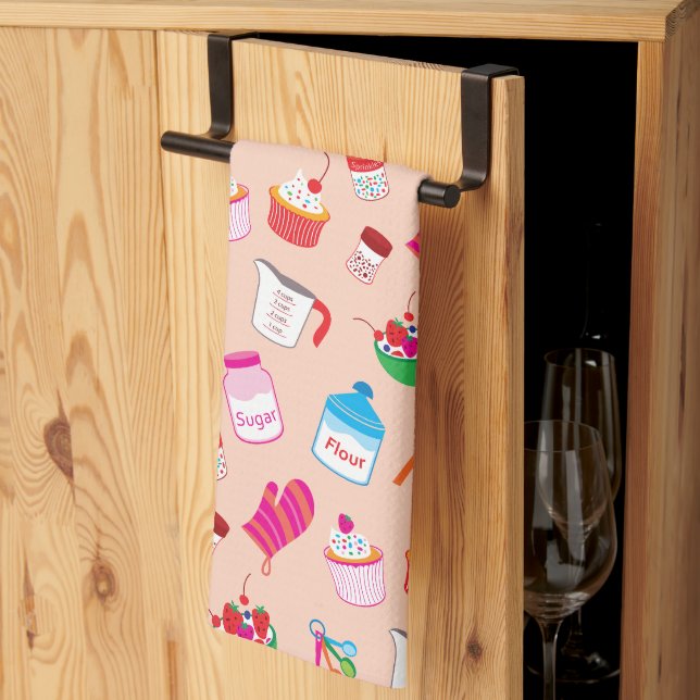 Sweet Treats Baking Pattern Kitchen Towel (Thirds Fold)