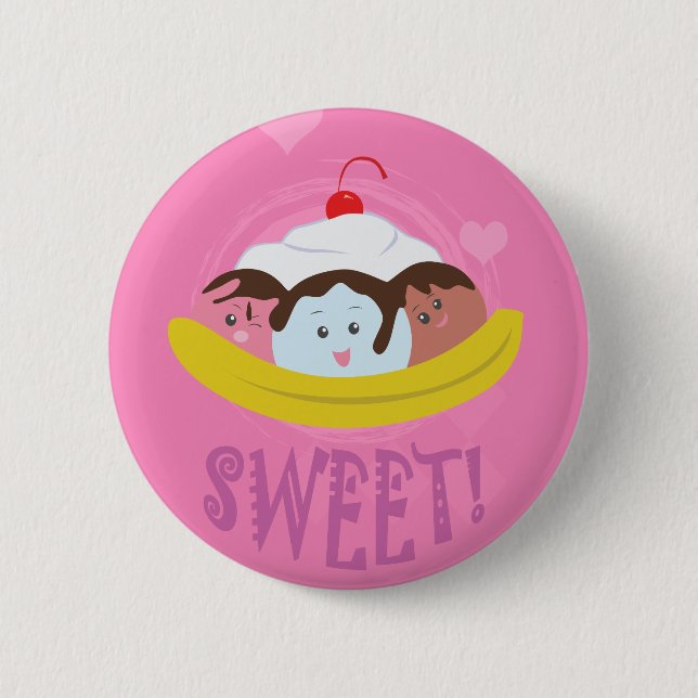 Sweet Treats - Banana Split! 2 Inch Round Button (Front)