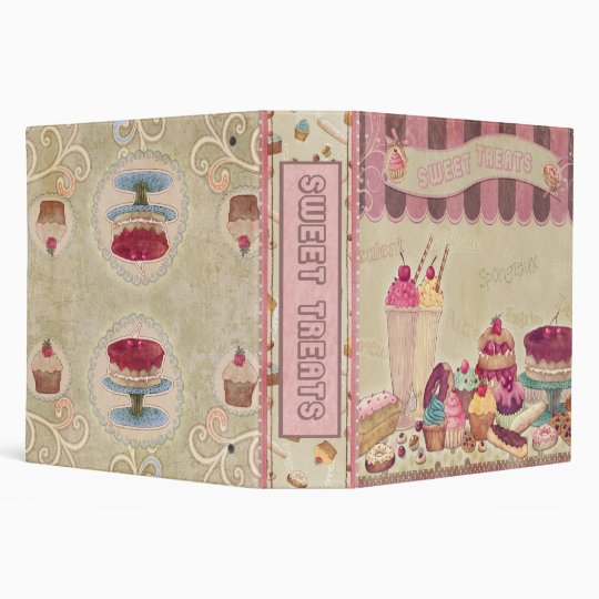 Sweet Treats Beige 3 Ring Binders