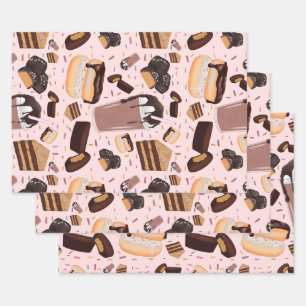 Sweet Treats Chocolate Donut Mocha Peanut Butter Wrapping Paper Sheet