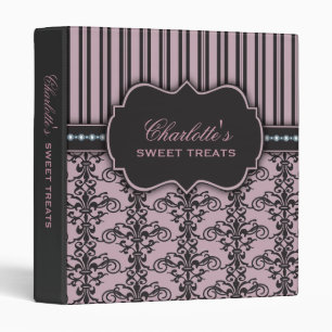 Sweet Treats Damask & Stripe Dessert Recipe Binder