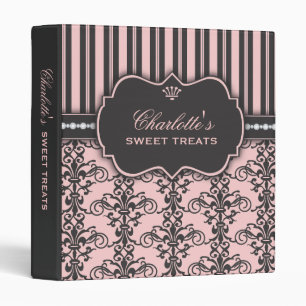 Sweet Treats Damask & Stripe Dessert Recipe Binder